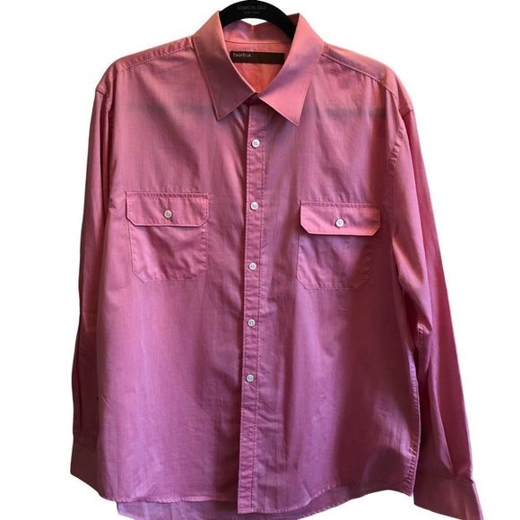 Perry Ellis Dress Shirt with Flap Chest Pockets - Coral,‎ NWOT, Size L - Picture 3 of 7